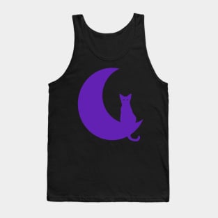 Purple Cat Perched On Moon Tank Top